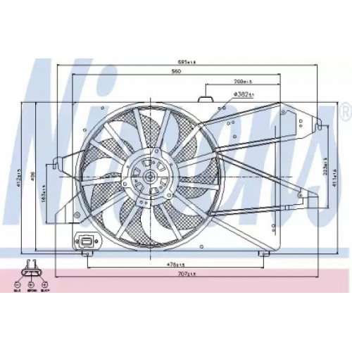 Вентилятор охолодження двигуна AS00054502 на FORD MONDEO 2004-2007