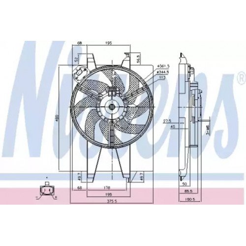 Вентилятор охлаждения двигателя AS07316888 на FORD FIESTA 2002-2006