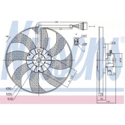 Вентилятор охолодження двигуна AS00053688 на SKODA FABIA 2007-2010