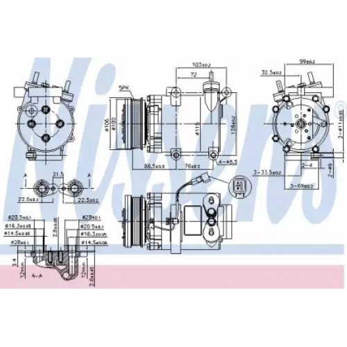 Компресор кондиціонера AS07322721 на FORD FOCUS 2008-2010