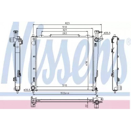 Радиатор охлаждения двигателя AS00054300 на KIA SORENTO 2010-2013