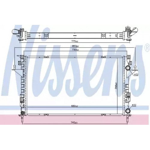 Радіатор охолодження двигуна AS00053929 на RENAULT LAGUNA 2001-2007