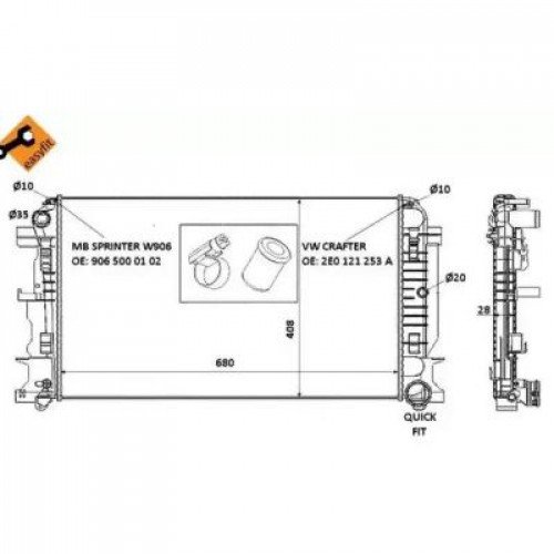 Радиатор охлаждения двигателя AS00053017 на VOLKSWAGEN CRAFTER 2006-2016