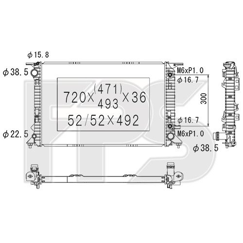 Радиатор охлаждения AS08115275 на PORSCHE MACAN 2014-