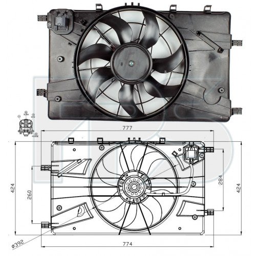 Вентилятор радиатора (в сборе) AS08113014 на OPEL ASTRA J 2012-2019