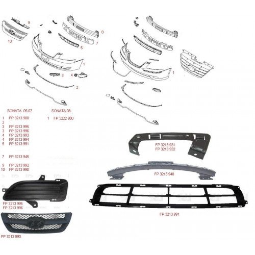 Бампер AS08125321 на HYUNDAI SONATA (NF) 2008-2010