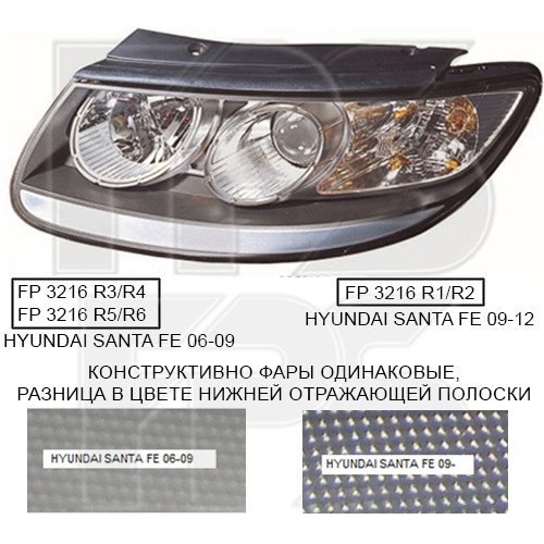 Фара передняя AS08125375 на HYUNDAI SANTA FE II 2006-2009