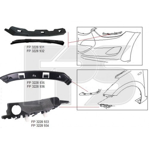 Крепление бампера AS08125515 на HYUNDAI ELANTRA (MD) 2011-2014