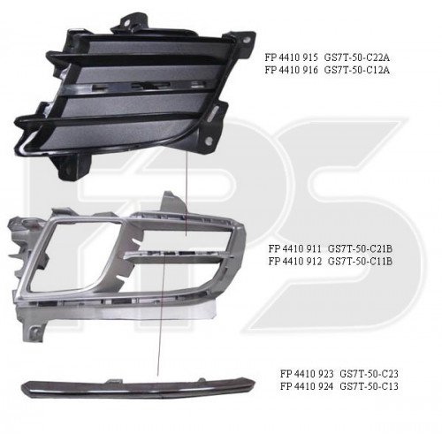 Решітка пластикові AS08127060 на MAZDA 6 (GH) 2008-2010