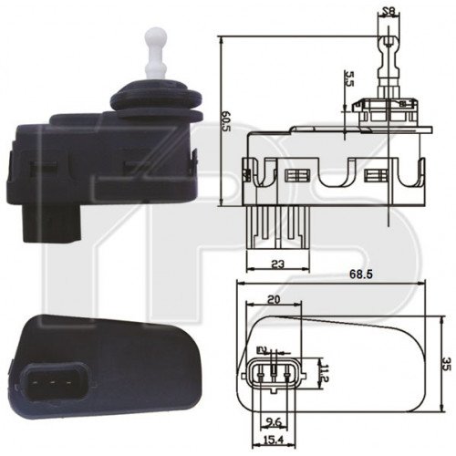 Двигун коректора фари AS07347845 на DODGE JOURNEY 2008-2019