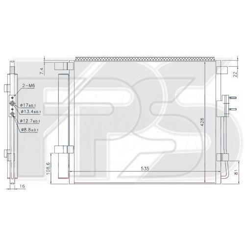 Кондесатор кондиционера AS07347678 на HYUNDAI GRAND SANTA FE III 2016-2018