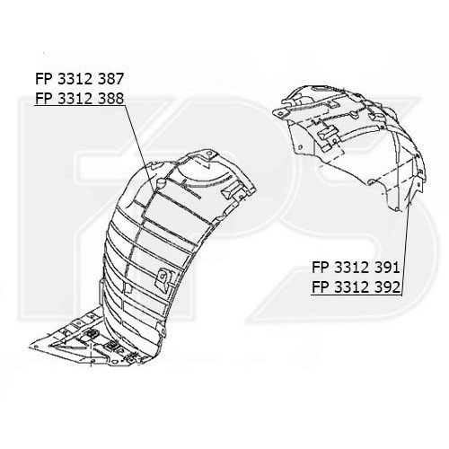 Підкрилок пластиковий AS07348451 на INFINITI EX 2007-2012
