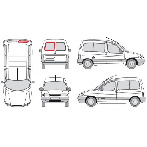 Стекло заднее AS07357761 на CITROEN BERLINGO 1997-2002