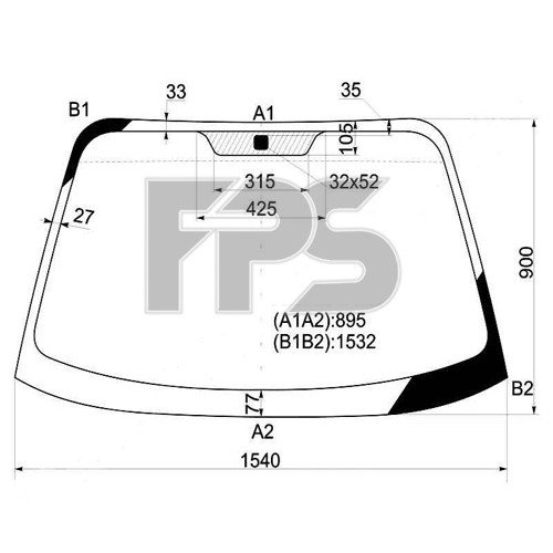 Стекло лобовое AS00139563 на HYUNDAI SANTA FE I 2001-2006
