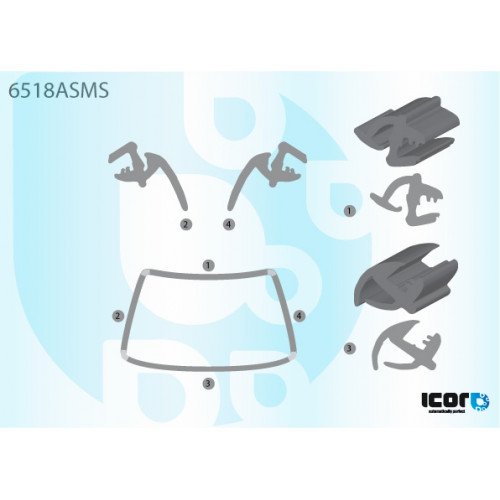 Молдинг стекла резиновый AS00140504 на PEUGEOT 405 1987-1996