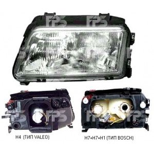 Фара Правая H4 Мех./Эл. (Тип Valeo) 95-99 AS07308431 на AUDI A4 (B5) 1995-2001