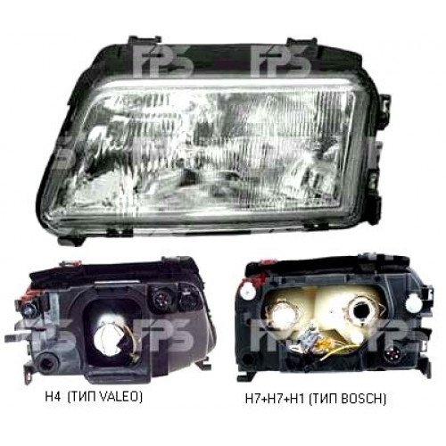 Фара Правая H4 Мех./Эл. (Тип Valeo) 95-99 AS07308431 на AUDI A4 (B5) 1995-2001