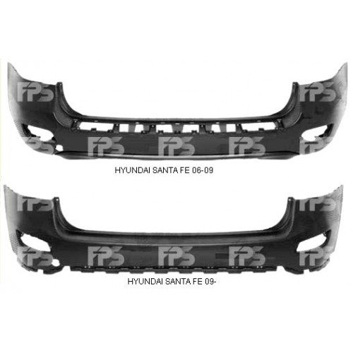 Бампер Задний Без Отверстий Под Парктроник AS00046461 на HYUNDAI SANTA FE II 2006-2009