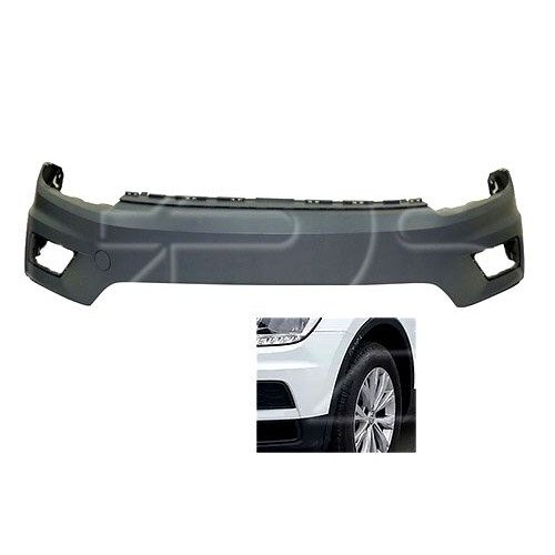 Бампер Передний Верхн. Часть Без Отверстий Под Парктроник , Без Отверстий Омывателя Фар (Eur) AS07342378 на VOLKSWAGEN TIGUAN 2017-