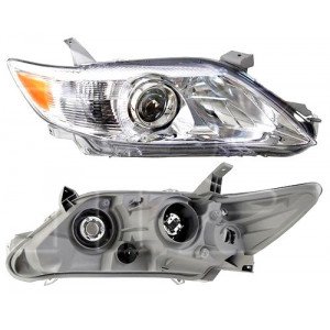 Фара Правая 10- Мех Usa (Желтая Вставка) H11+Hb3Хром. Рассеиватель AS07296960 на TOYOTA CAMRY (XV40) 2006-2011